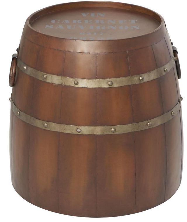 Deco Marche Brown Wine Barrel Accent Table-1