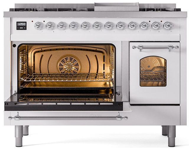 Ilve® Nostalgie II Series 48" White Pro Style Dual Fuel Range-2