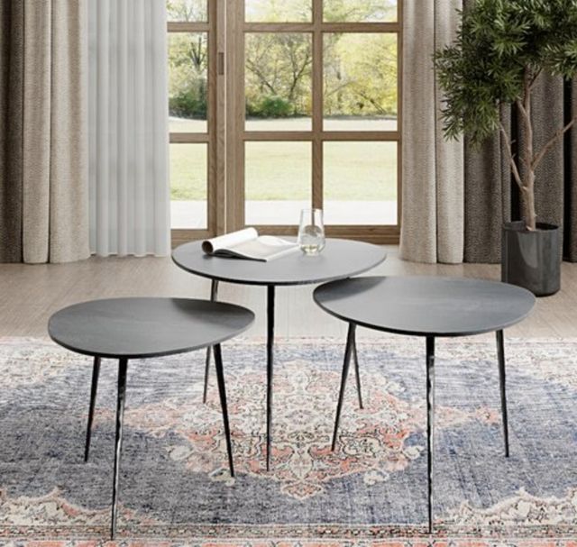 Jofran Inc. Global Archive Reeves 3-Piece Black Nesting Table Set-1