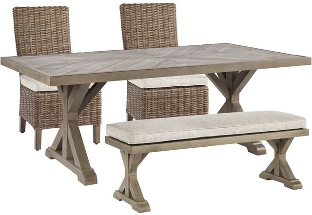 Signature Design by Ashley® Beachcroft 4-Piece Beige Outdoor Dining Set-0
