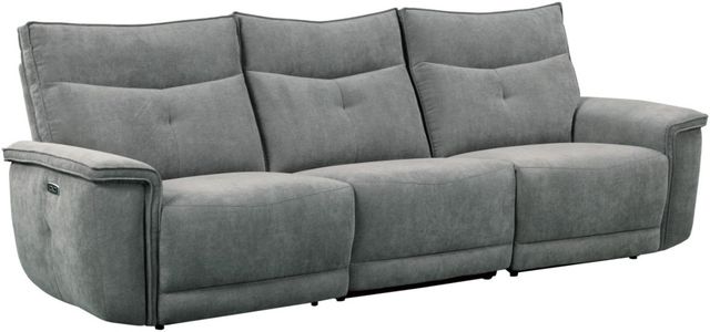 Homelegance® Tesoro Dark Gray Double Power Reclining Sofa with Power Headrests-0
