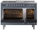 Ilve® Nostalgie II Noblesse 48'' Blue Gray Pro Style Dual Fuel Range with Chrome Trim-2