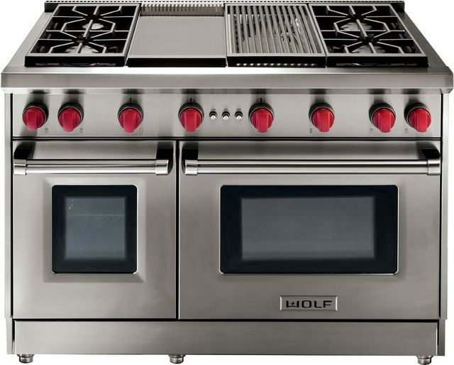 Wolf® 48" Stainless Steel Pro Style Slide In Liquid Propane Gas Range