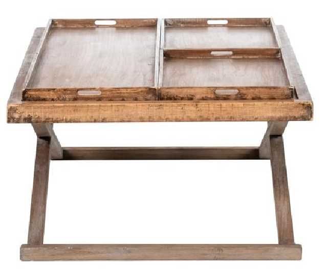 Nest Home Collections Penelope Antique Natural/Medium Grey Coffee Table-3