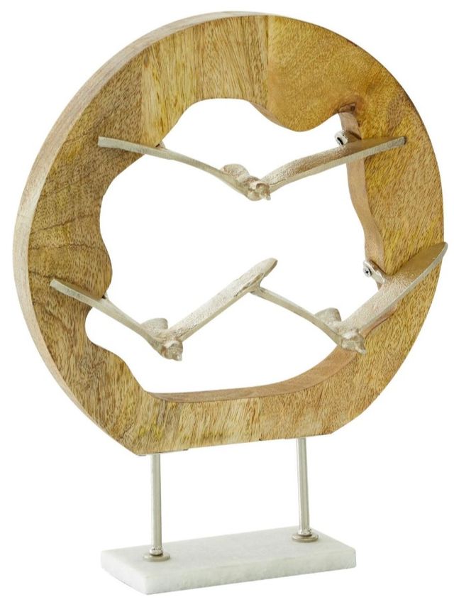 Deco Marche Brown 12" Aluminum Metal Bird Sculpture-0