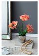 A & B Home Orange/White Real Touch Phalaenopsis Orchid Plant with Ceramic-5