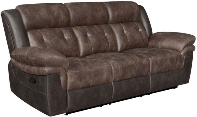 Coaster® Saybrook Chocolate and Dark Brown Tufted Cushion Motion Sofa-0