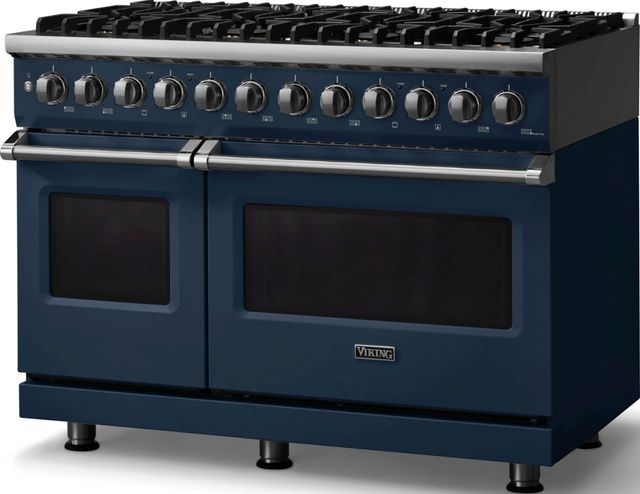 Viking® 5 Series 48" Slate Blue Pro Style Dual Fuel (NG) Range with Polished Chrome Trim-3