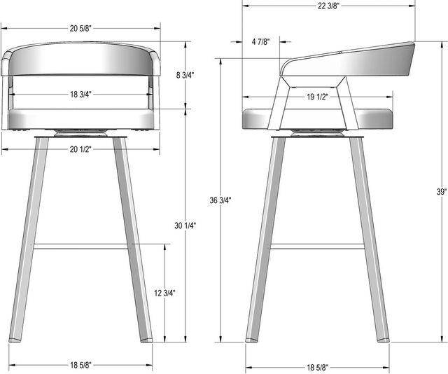 Amisco Customizable Carmela Swivel Bar Stool with Upholstered Seat and Wood Backrest-1