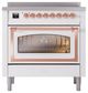 Ilve® Nostalgie II Noblesse 36'' White Pro Style Induction Range with Copper Trim-1