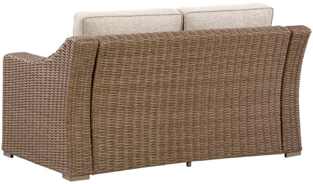 Signature Design by Ashley® Laguna Heights Beige/Gray Fabric/Resin Wicker Outdoor Loveseat-3