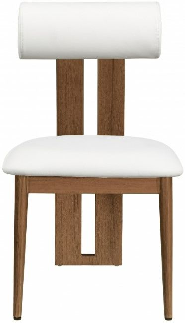 Meridian Furniture Dario Cream/Walnut Vegan Leather Dining Chair-1