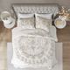Olliix by Madison Park Violette 3 Piece Ivory and Taupe Full/Queen Tufted Cotton Chenille Coverlet Set-1