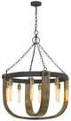 Cal® Lighting & Accessories Apulia Iron/Light Oak Chandelier-1