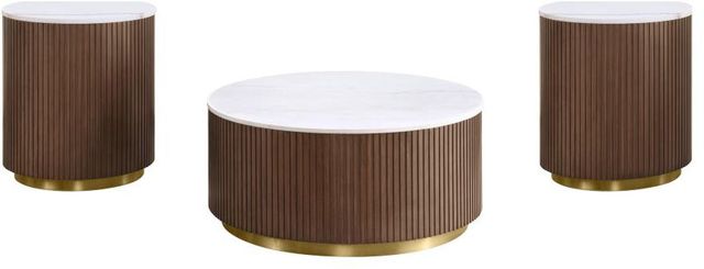 Coaster® Jason 3-Piece White Marble Coffee Table Set with Honey Brown Base-0