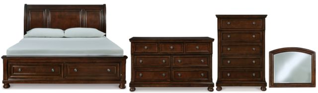 Millennium® by Ashley Porter 4-Piece Rustic Brown California King Sleigh Bed Set-0