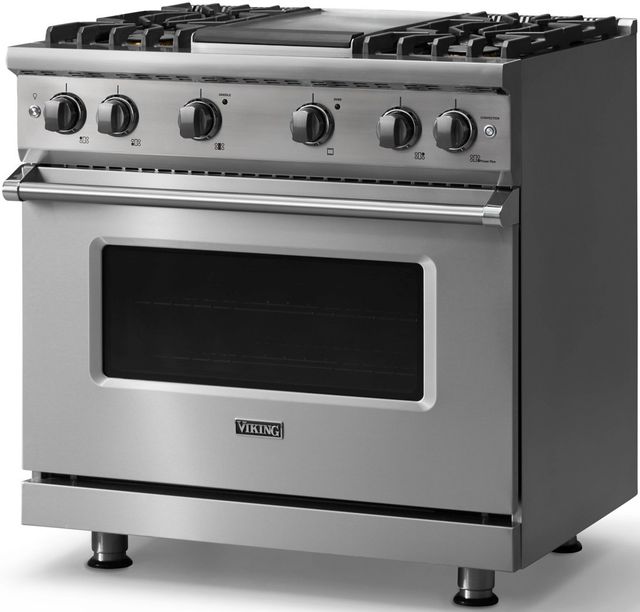 Viking® 5 Series 36" Stainless Steel Pro Style Gas (NG) Range with Polished Chrome Trim-2