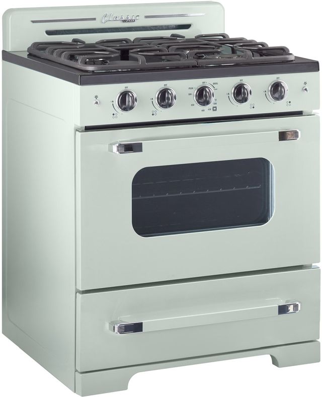 Unique® Appliances Classic Retro 30" Summer Mint Green Freestanding Gas Range-2