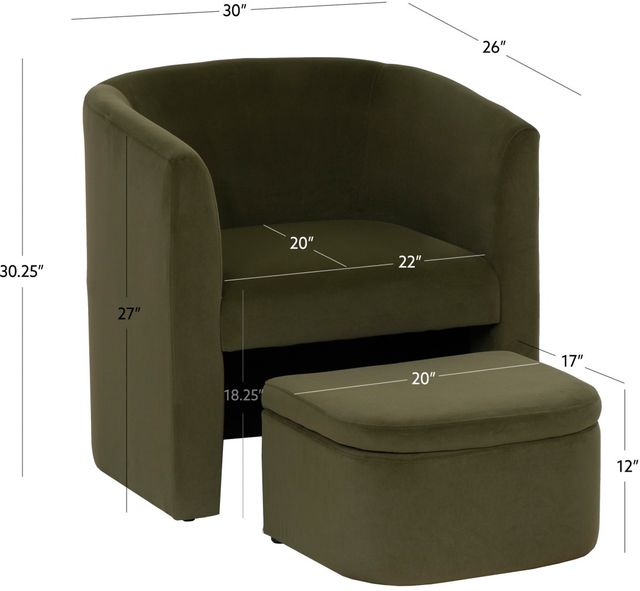 Powell® Symone Green Accent Chair with Ottoman-2