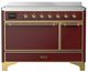 Ilve® Majestic III 48" Burgundy Pro Style Induction Range with Solid Door and Brass Trim-0