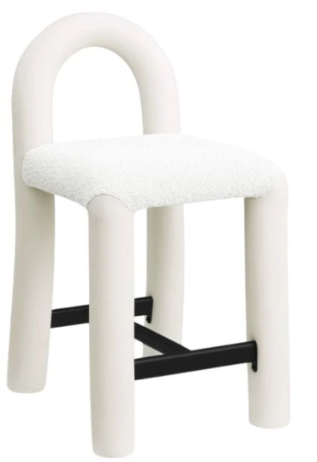 Meridian Furniture Amari Cream Boucle/Vegan Leather Upholstered Counter Stool-0