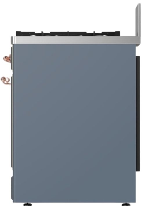 Ilve® Majestic III 30" Blue Gray Pro Style Dual Fuel Natural Gas Range with 5 Black Brass Burners and Copper Trim-3