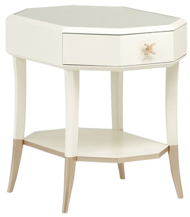 Michael Amini® La Rachelle Glass Top Octagonal End Table with Medium Champagne Legs-0
