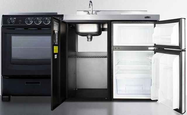Summit® 63" Black and Stainless Steel All-In-One Kitchenette-1
