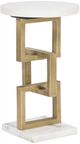 Vanguard® Geo White Spot Table with Antique Brass Column-0