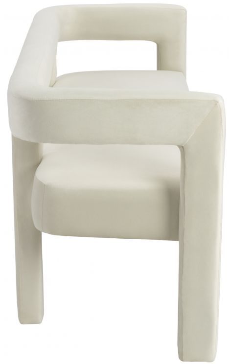 Meridian Furniture Athena Cream Velvet Upholstered Bench-2