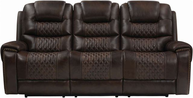 Coaster® North Dark Brown Cushion Back Power Headrest Sofa-0