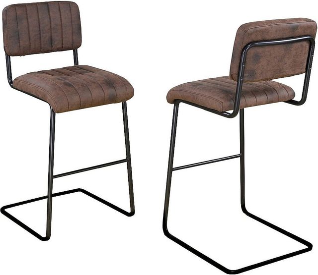 Brassex Inc. 2-Piece Black/Brown 30" Bar Stool Set-2