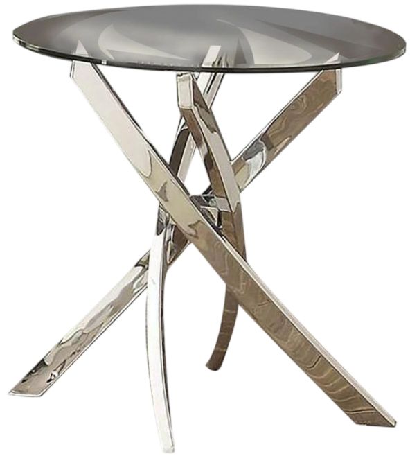 Furniture of America® Laila Glass Top End Table with Chrome Cross Legs-0