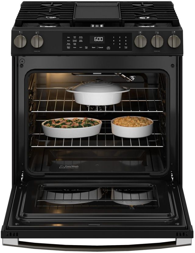 GE® 600 Series 30" Black Slate Slide-In Gas Range-3