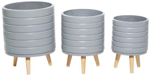 Deco Marche 3-Piece Gray 10" Planter Set-0