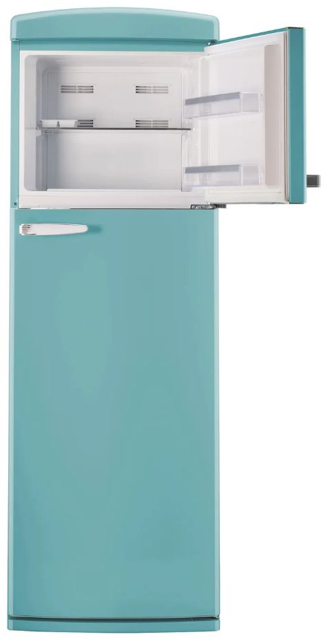 Unique Appliances 24” 11 Cu. Ft. Ocean Mist Turquoise Top Freezer Refrigerator with Chrome Accent Handles-3
