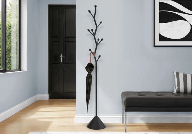 Monarch Specialties Inc. Satin Black 72" Metal 8-Hook Coat Rack-1