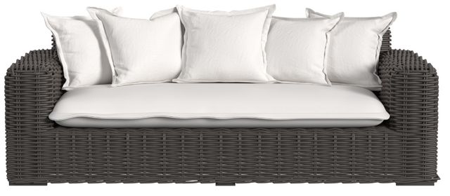 Sunset West Cabo Kahlua Resin Wicker Outdoor Loveseat with Soothe Pearl Cushion-1