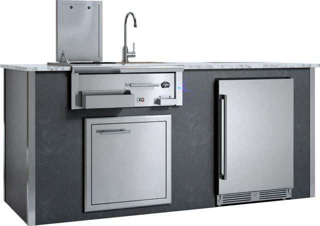XO Pro-Grade Luxury Designer  83" Gray Pre-Assembled Outdoor Kitchen Bar Island