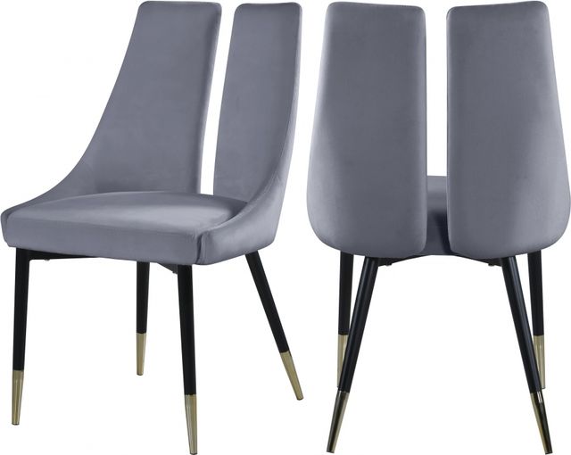 Meridian Furniture Sleek Grey Velvet Dining Chair-1