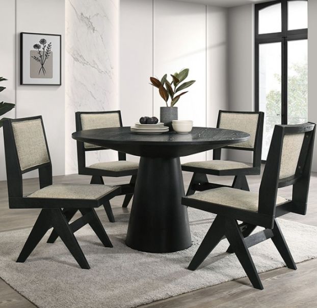 Furniture of America® Tottenham 5-Piece Black Dining Table Set-1