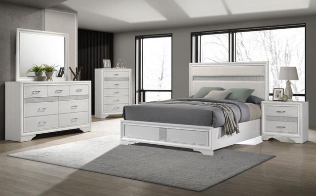 Coaster® Miranda White California King Upholstered Panel Bed -3