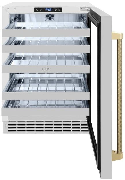 ZLINE Autograph Edition Touchstone 24 " 4.8 Cu. Ft. Stainless Steel Dual Zone with Glass Door and Polished Gold Helix Handle-1