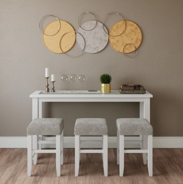 Jofran Inc. Urban Icon 4-Piece Gray/White Sofa Console and Stool Set-1