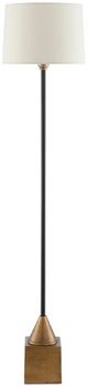 Currey & Company Keeler Antique Brass/Tan Floor Lamp-1