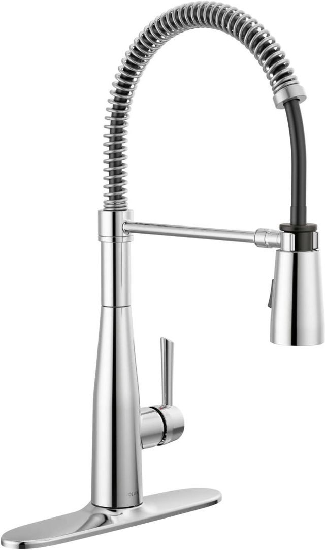 Delta Essa® Chrome Single Handle Pull-Down Spring Kitchen Faucet-3