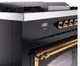 Ilve® Nostalgie II Noblesse 60'' Glossy Black Pro Style Dual Fuel Range with Brass Trim-4