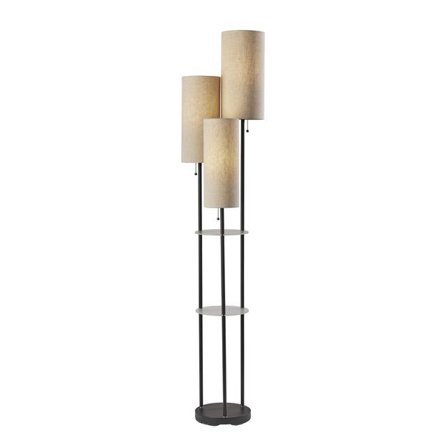 Adesso® Trio Black/Antique Brass Shelf Floor Lamp-0
