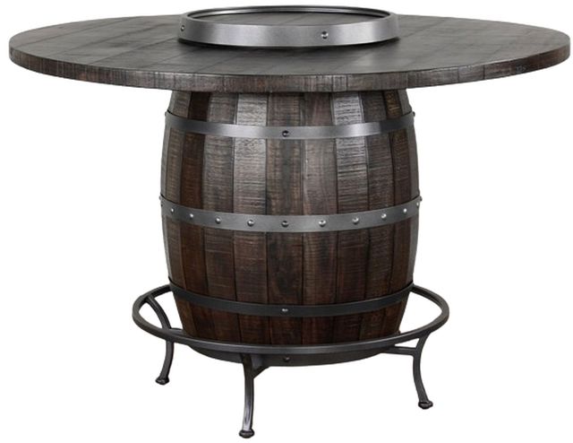 Sunny Designs™ Tobacco Leaf Round Pub Table with Wine Barrel Base ...