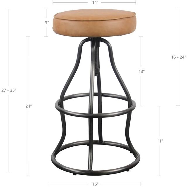 LH Home Seating Coachella Bowie Cognac/Gunmetal Adjustable Stool-2